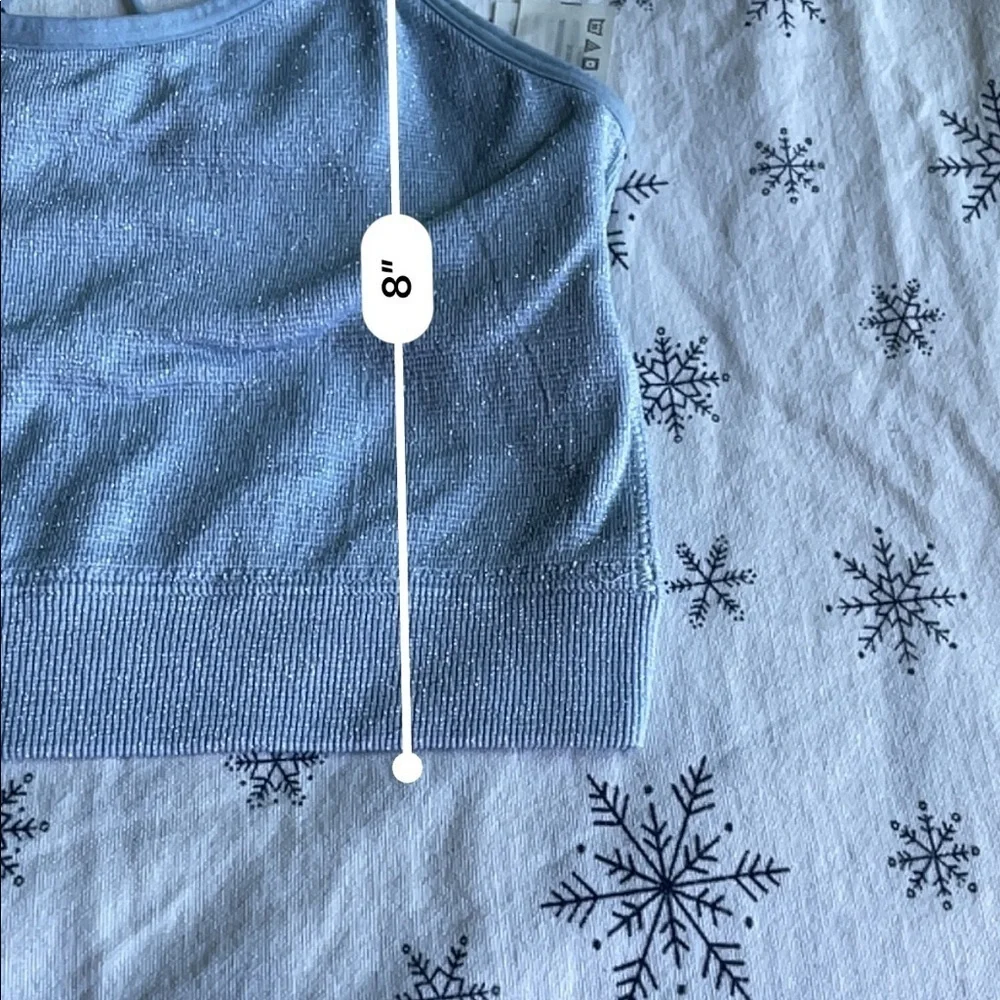 Hollister Gilly Hicks Light Blue Glitter Cross Spaghetti Strap Cropped Tank Top - Picture 6 of 6